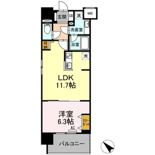 ウィスタリアレジデンス博多【9階】の間取り