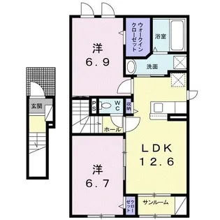 ザ グランデ 松ケ枝館A【2階】の間取り