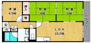 宮之阪ハイツ弐番館【3階】の間取り