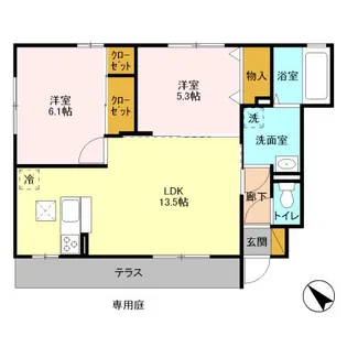 クオーレ雨ヶ谷【1階】の間取り