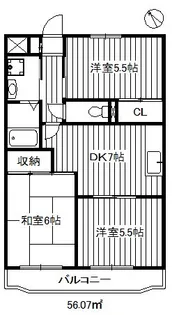 三高・橘ハイツ【2階】の間取り