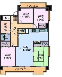 スカイヒルズ植田【4階】の間取り