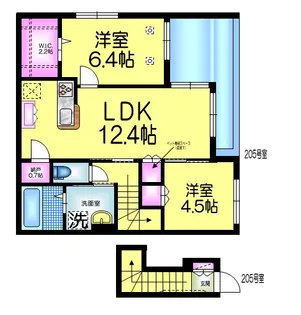 cane&gatto カーネアンドガット【2階】の間取り