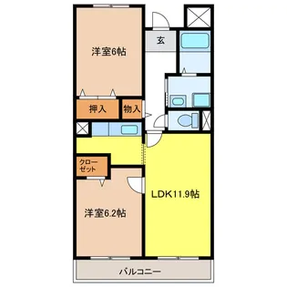 岐阜県岐阜市茜部菱野2【マンション】の間取り