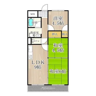 矢埜ハイツ【2階】の間取り