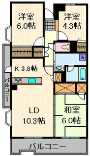 けやき通り北十壱番館【2階】の間取り