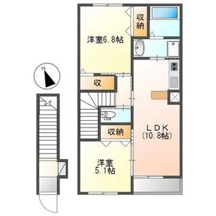 フラワー・ビューティフル【2階】の間取り