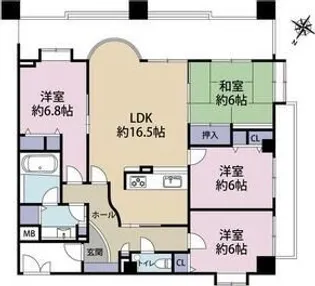 フィオレッタ枚方【3階】の間取り