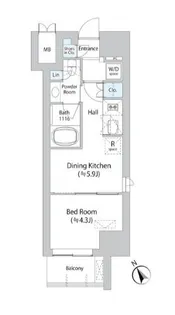 ミリアレジデンス浅草橋II【4階】の間取り