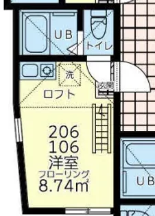 ユナイト東門前ピアポンド【1階】の間取り