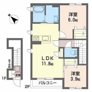 プロヌーブ新田【2階】の間取り