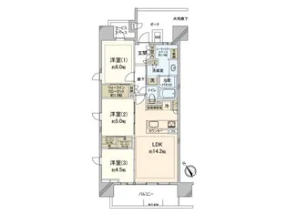 パークホームズ登戸ステーションアヴェニュー【11階】の間取り