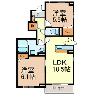 ブルックリン舞子 B【1階】の間取り