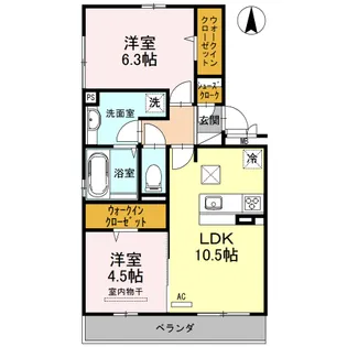 ベルフェリシア【1階】の間取り