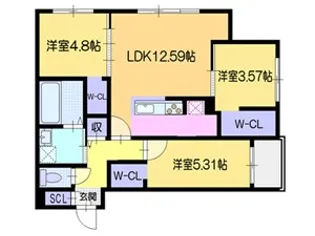 仮)ラ・シュエットS6W14【2階】の間取り