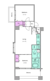 レジディア島津山【2階】の間取り