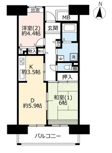 URコンフォール霞ヶ丘【14階】の間取り
