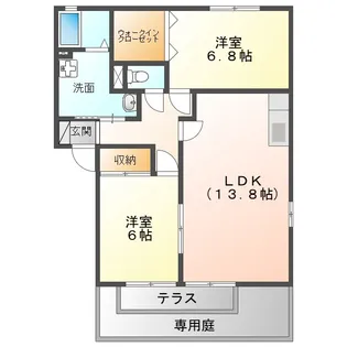 カーサソレーユII【1階】の間取り
