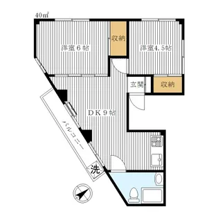 仲宿マンション【2階】の間取り