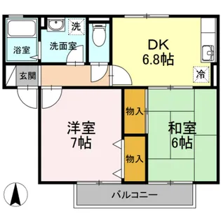 ビューラー福泊 A棟【2階】の間取り