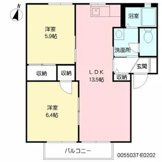 ヴィラマルベリー E棟【2階】の間取り