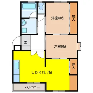 岐阜県羽島郡岐南町八剣6【マンション】の間取り