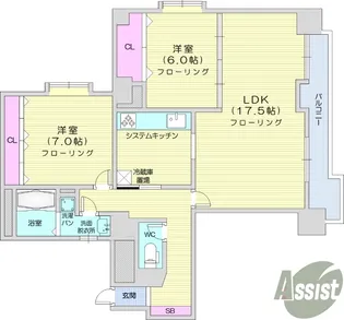 ベルソーレ支倉【2階】の間取り