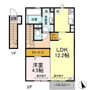 矢巾町大字又兵エ新田第4地割【カーサ クイント E】築6年【2階】の間取り