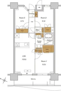 RJRプレシア東十条ガーデン【12階】の間取り