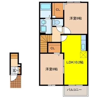 岐阜県揖斐郡揖斐川町上南方【アパート】の間取り