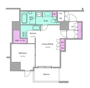 1LDKの間取り画像