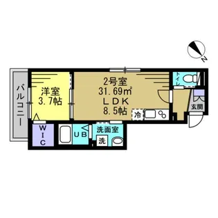 1DKの間取り画像