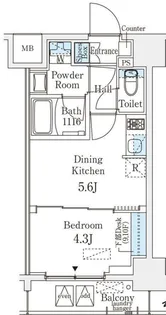 東京都中央区八丁堀3【マンション】の間取り