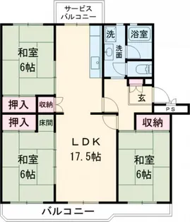 吹上団地 12号棟 1階【1階】の間取り