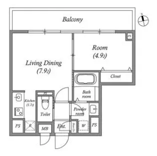 コスモグラシア内神田【6階】の間取り