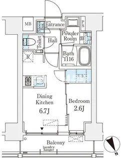 ベルファース八丁堀West【6階】の間取り