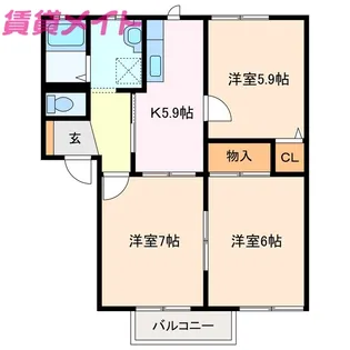 プリマベーラ鈴鹿III【2階】の間取り