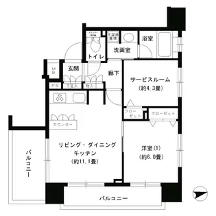 パークキューブ浅草田原町【11階】の間取り