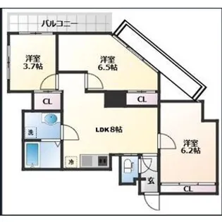 榴ヶ岡ハイデンス【3階】の間取り