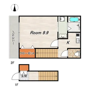 エステイトE桂川B棟【2階】の間取り