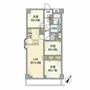 朝日石川台マンション【3階】の間取り