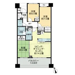 ライオンズ稲毛レジデンス【3階】の間取り