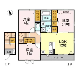 イル ヴィラージュ B棟【2階】の間取り
