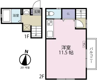 ルミエール松原II【2階】の間取り