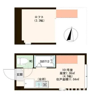ハーモニーテラス志茂II【1階】の間取り