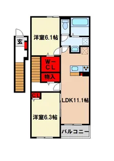 リヴァーサイド・フィオーレ II【2階】の間取り