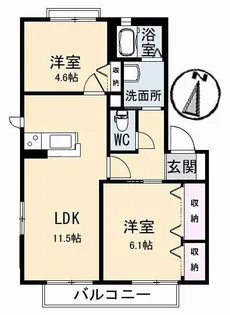 アンシャンテ 新田 A棟【2階】の間取り