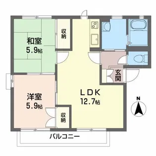 コーポヤナイ A【1階】の間取り