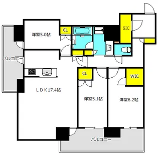 ジオタワー南森町【16階】の間取り
