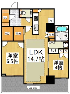 アトラスタワー小平小川【9階】の間取り